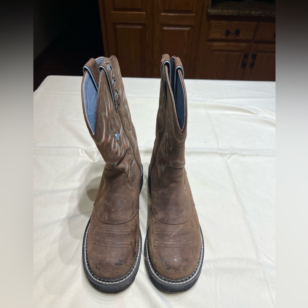 Ariat Brown Leather Western Work Boots
